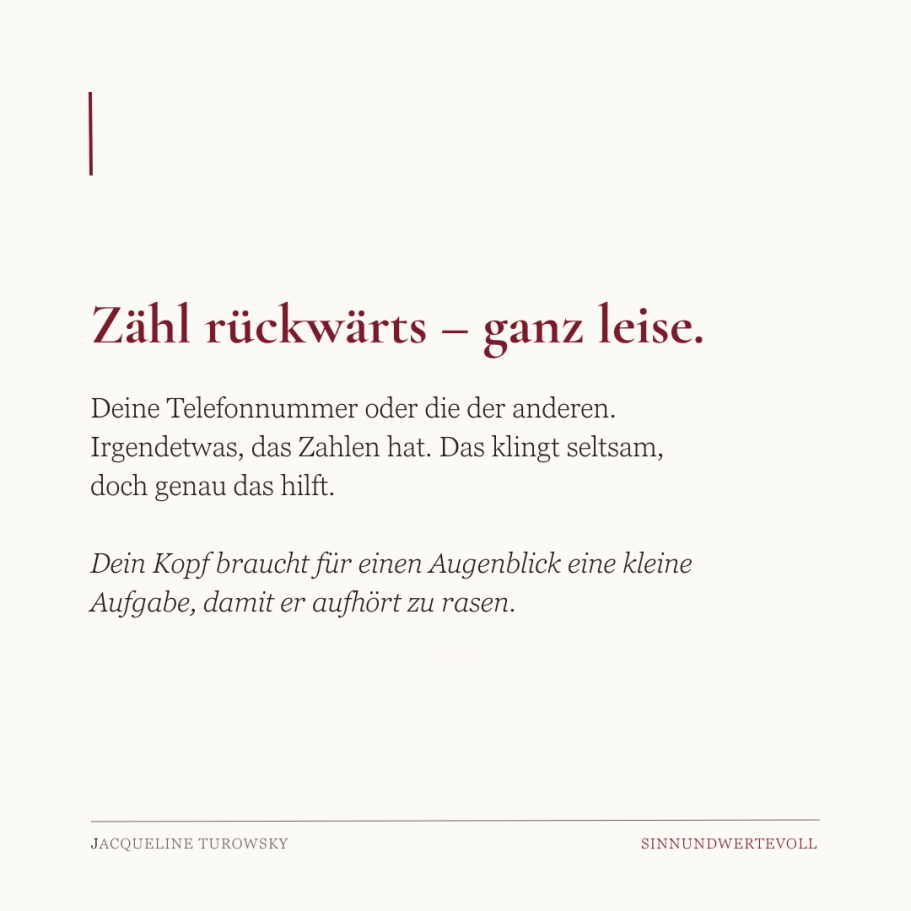 Notfalltipps Seite 8 mit dem Titel Zähl rückwärts - ganz leise