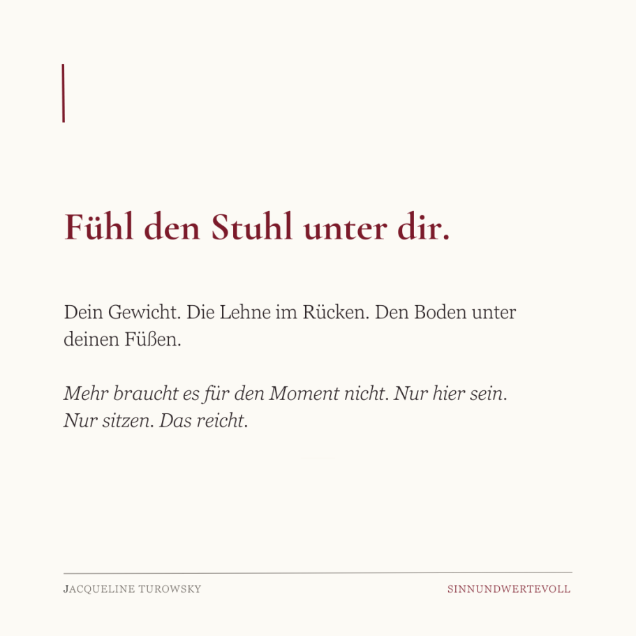 Notfalltipps Seite 2 mit dem Titel Fühl den Stuhl unter dir.