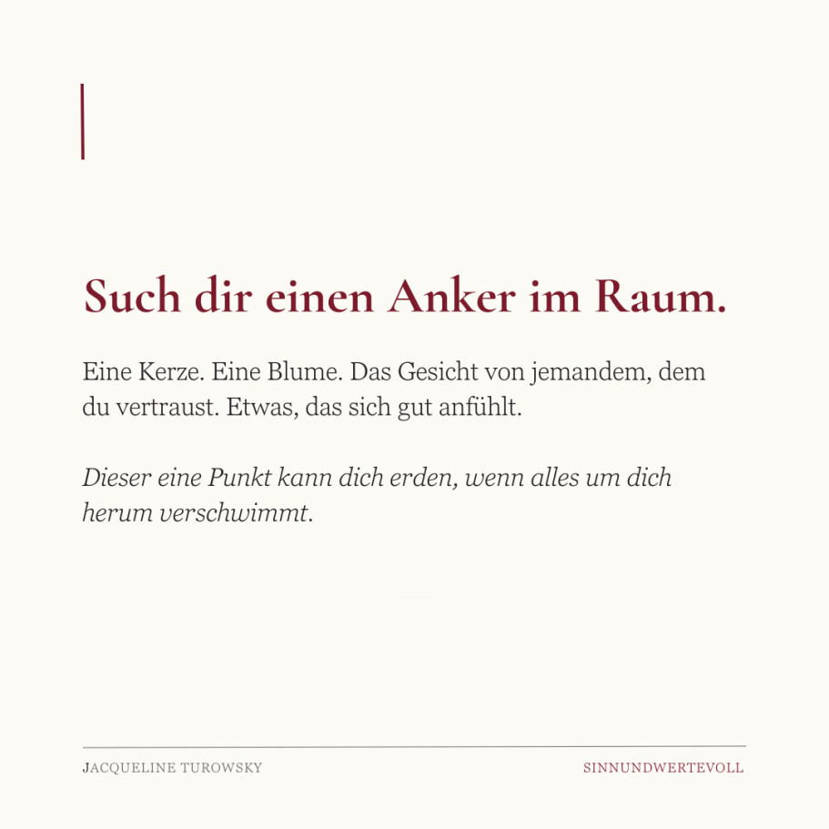 Notfalltipps Seite 6 mit dem Titel Such dir einen Anker im Raum